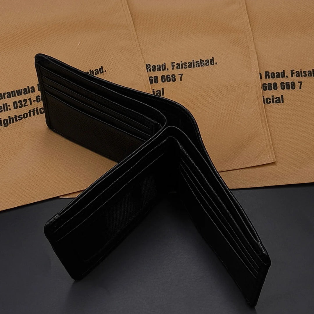 Premium Black Leather Wallet with 1-Year Warranty